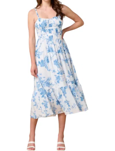 blu pepper blue dress Women's Blu Pepper Blue and White Floral Stripe Clip Dot Sleeveless Maxi Dress CR2881 M main image 1