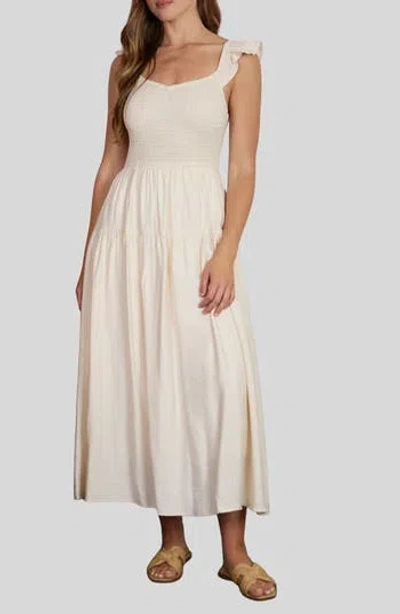 Blu Pepper Sweetheart Smocked Maxi Dress In White