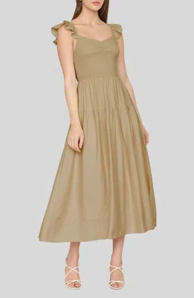 Blu Pepper Sweetheart Smocked Maxi Dress In Brown