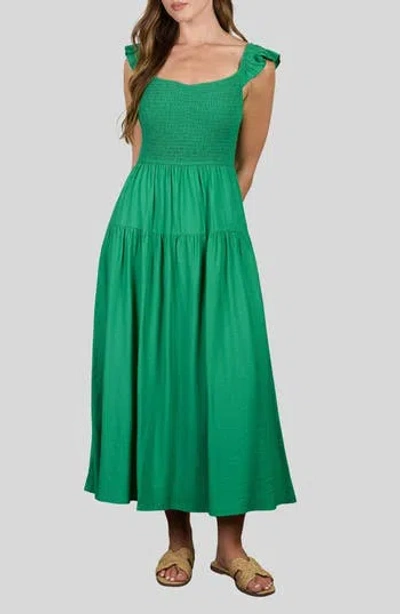 Blu Pepper Sweetheart Smocked Maxi Dress In Green