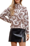 Blu Pepper Swirl Pullover Sweater In Taupe Multi