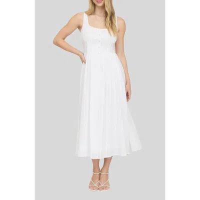 Blu Pepper Swiss Dot Corset Midi Dress In White