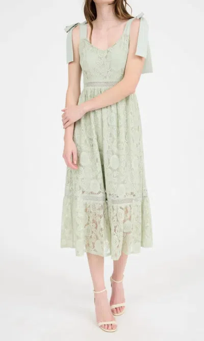 Blu Pepper Sylvia Lace Midi Dress In Sage In Green