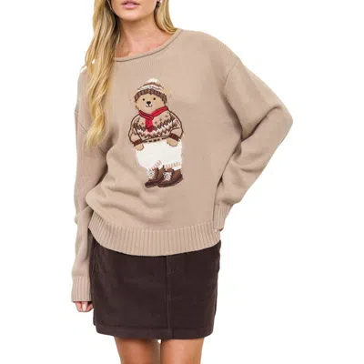 Blu Pepper Teddy Bear Cotton Blend Sweater In Brown