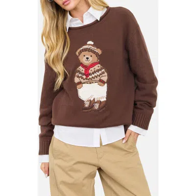 Blu Pepper Teddy Bear Cotton Blend Sweater In Brown