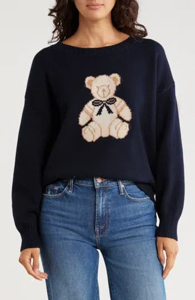 Blu Pepper Teddy Bear Pullover Sweater In Blue