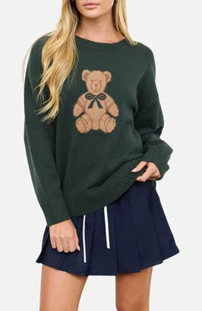 Blu Pepper Teddy Bear Pullover Sweater In Green