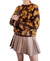 Blu Pepper Floral Distressed Terry Sweater In Multi