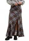 Blu Pepper The Meadow Plaid Maxi Skirt In Brown Plaid In Brown