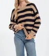 Blu Pepper Relaxed Stripe Pullover Sweater In Grey
