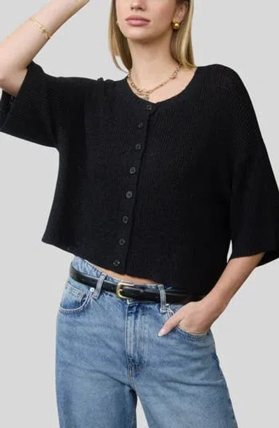 Blu Pepper Three-quarter Sleeve Cardigan In Black