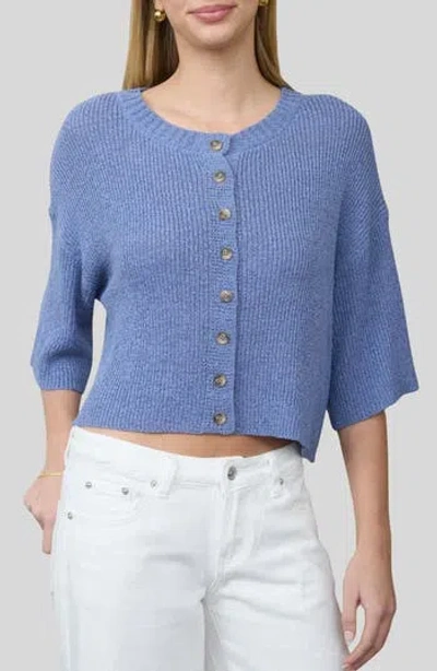 Blu Pepper Three-quarter Sleeve Cardigan In Blue