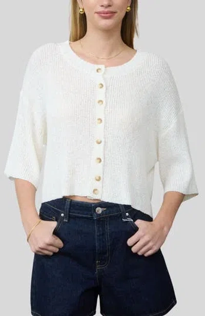 Blu Pepper Three-quarter Sleeve Cardigan In White
