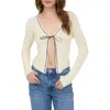 Blu Pepper Tie Bow Crop Cardigan In Neutral