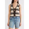 Blu Pepper Tie Front Open Knit Top In Natural