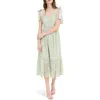 Blu Pepper Tie Shoulder Lace Midi Dress In Light Sage