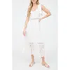 Blu Pepper Tie Shoulder Lace Midi Dress In Off White