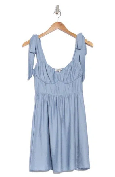 Blu Pepper Tie Strap Fit & Flare Minidress In Chambray
