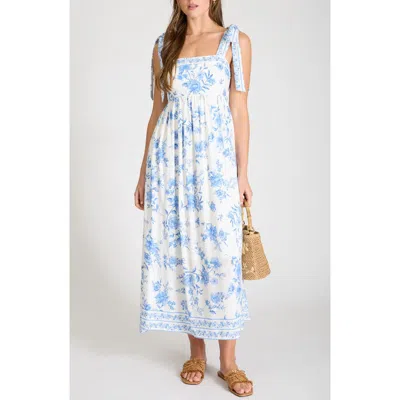 Blu Pepper Tie Strap Sleeveless Maxi Dress In Multi