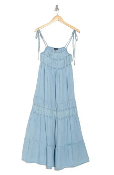 Blu Pepper Tie Strap Tiered Midi Dress In Blue