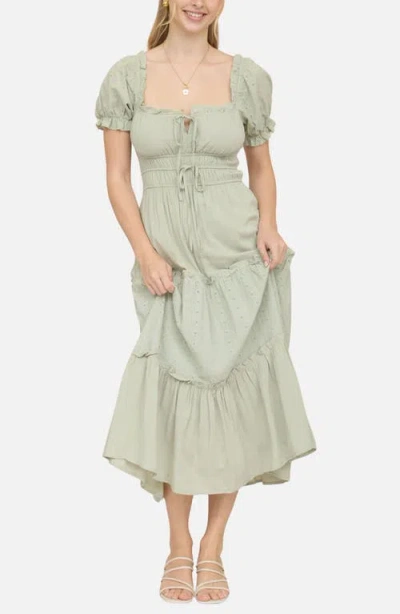 Blu Pepper Tiered Maxi Dress In Green
