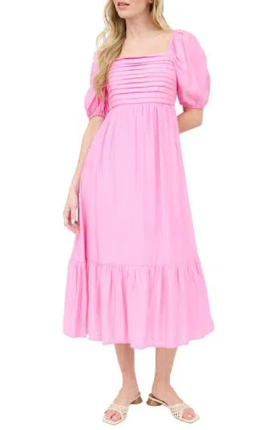 Blu Pepper Tiered Midi Dress In Pink