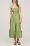 Blu Pepper Tiered Midi Sundress In Green
