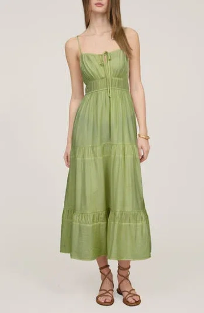 Blu Pepper Tiered Midi Sundress In Green