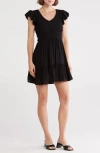Blu Pepper Tiered Minidress In Black