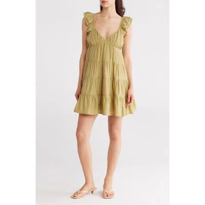 Blu Pepper Tiered Ruffle Minidress In Kiwi