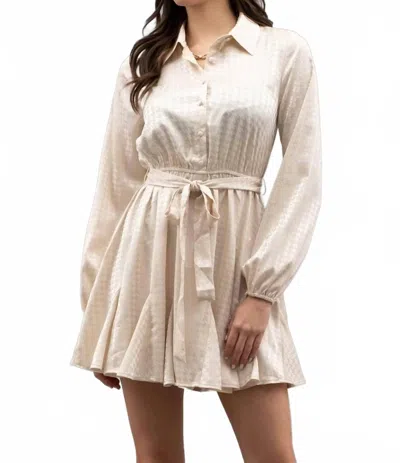 Blu Pepper Toast Houndstooth Dress In Champagne In White