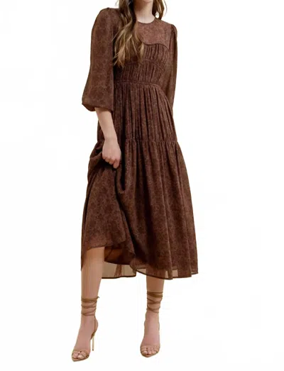 Blu Pepper Tori Long Sleeve Floral Dress In Brown