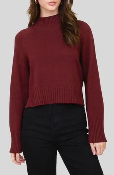 Blu Pepper Turtleneck Cozy Sweater In Burgundy