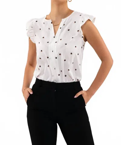 Blu Pepper Two Tone Polka Dot Top In White