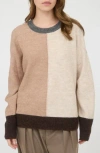 Blu Pepper Two-tone Sweater In Brown