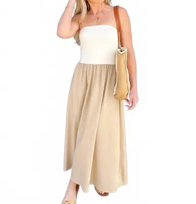 Blu Pepper Two Toned Midi Dress In Tan In Red