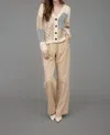 Blu Pepper V Neck Patchwork Cardigan In Cream Multi In Beige