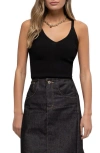 Blu Pepper V-neck Ribbed Crop Tank In Black