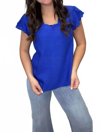 Blu Pepper V-neck Scallop Top In Royal Blue