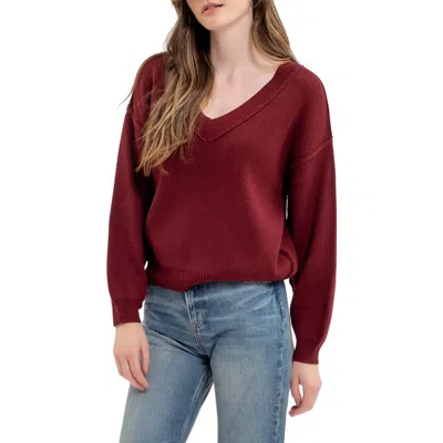 Blu Pepper V-neck Sweater In Burgundy