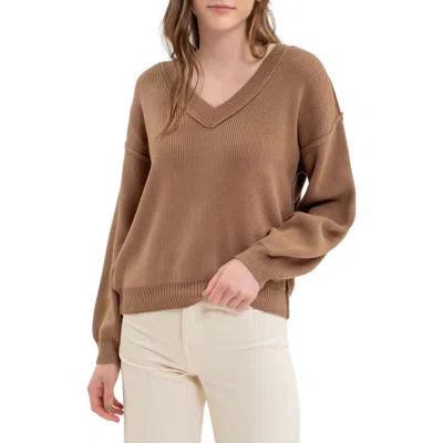 Blu Pepper V-neck Sweater In Mocha