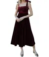 Blu Pepper Velvet Tie Strap Midi Dress In Burgundy In White