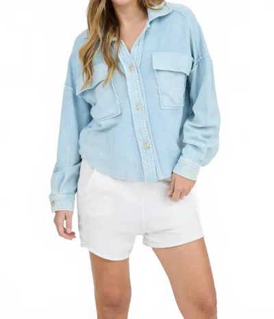 Blu Pepper Vintage Wash Shacket In Blue