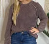 BLU PEPPER WASHED CREWNECK SWEATER IN PLUM