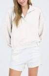 Blu Pepper Washed Half Snap Sweatshirt In Cream