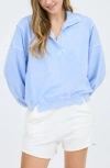 Blu Pepper Washed Half Snap Sweatshirt In Light Blue