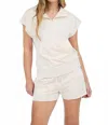 Blu Pepper Washed Hooded Top & Shorts Set In Ivory In Neutral