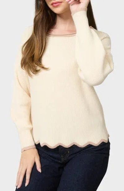 Blu Pepper Wavy Sweater In Neutral