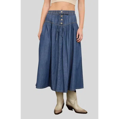 Blu Pepper Western Denim Maxi Skirt In Blue
