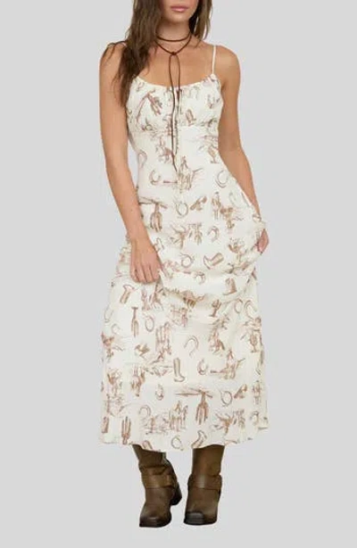 Blu Pepper Western Print Maxi Slipdress In White